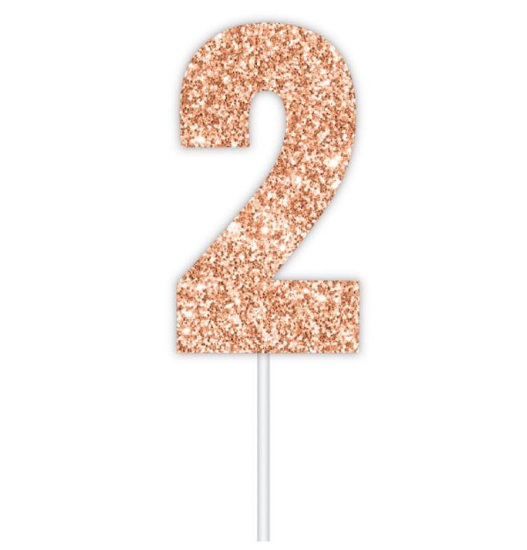 Cake Topper Budget Number 2 Rose Gold