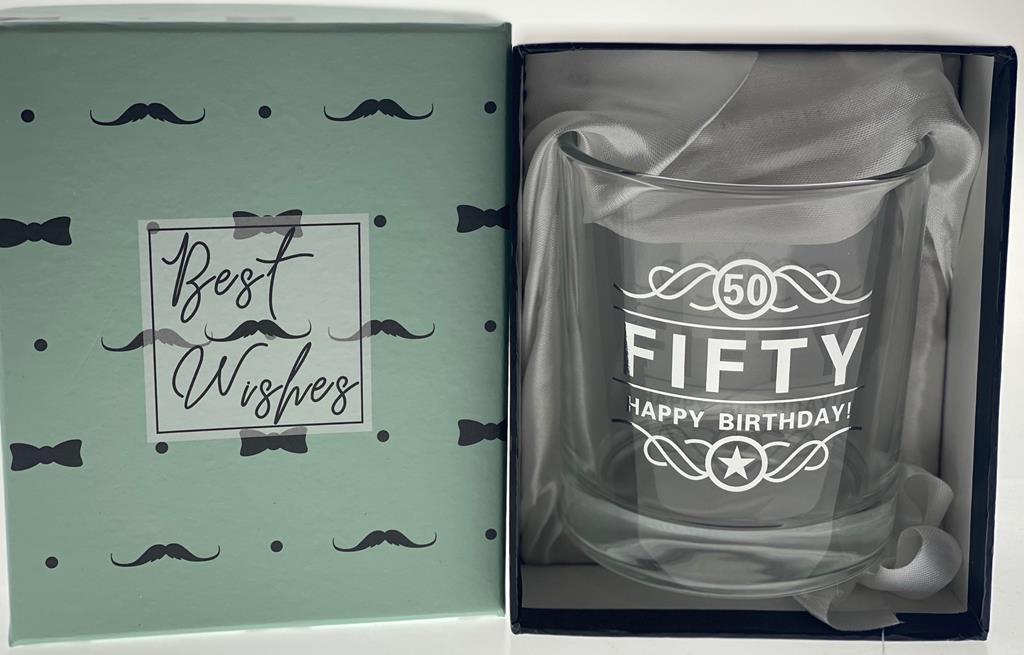 Gift Glass Scotch Rum Fifty 50th Happy Birthday