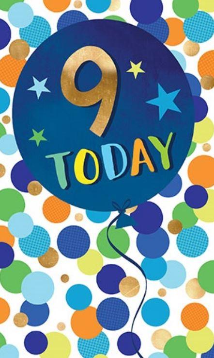 Greeting Card Happy 9th Birthday Bright