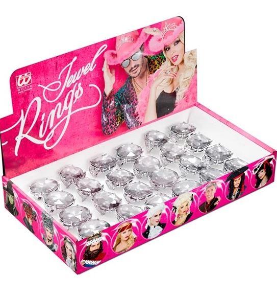 Costume Ring Jewel Diamond Large Each Assorted Styles (Round/Oval/Square)