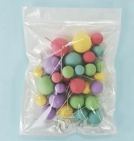 Cake Toppers Deco Foam Balls Pastel Rainbow Pk/32
