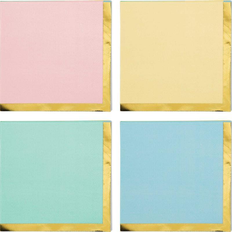 Pastel Celebrations Beverage Napkins Pk/16 Gold Foil  Last chance Buy