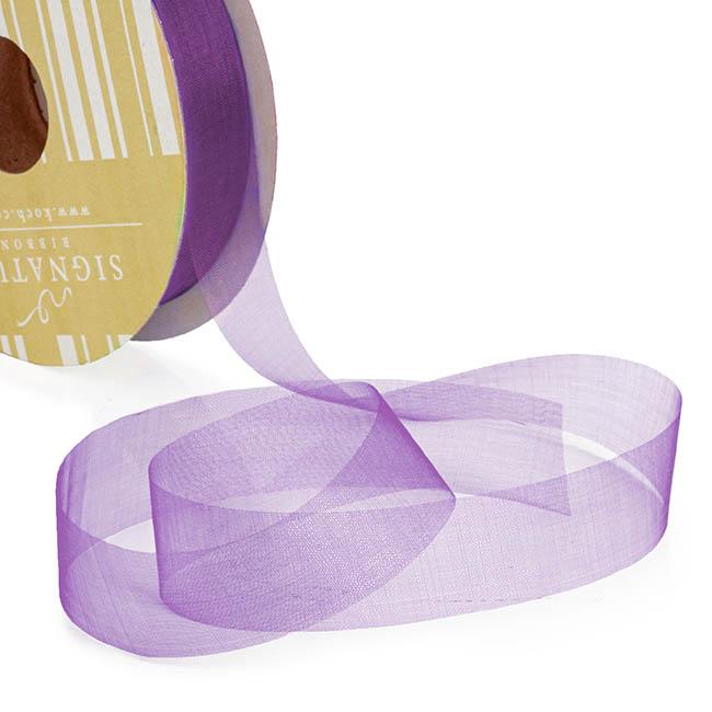 Organza Ribbon Purple Cut Edge 25mm x 100m