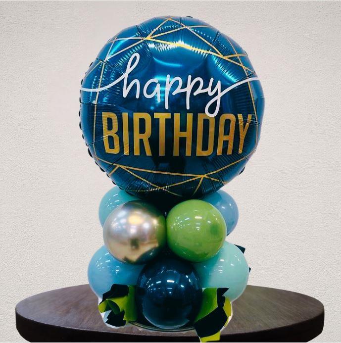 Balloon Bouquet Navy And Eucalyptus Centrepiece