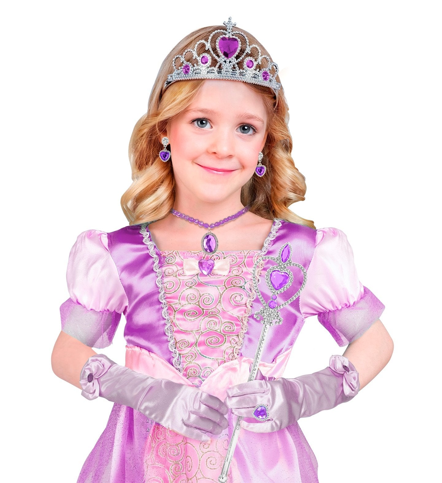 Princess Set 6 Piece Set Purple Tiara Necklace Earings Gloves Ring Scepter