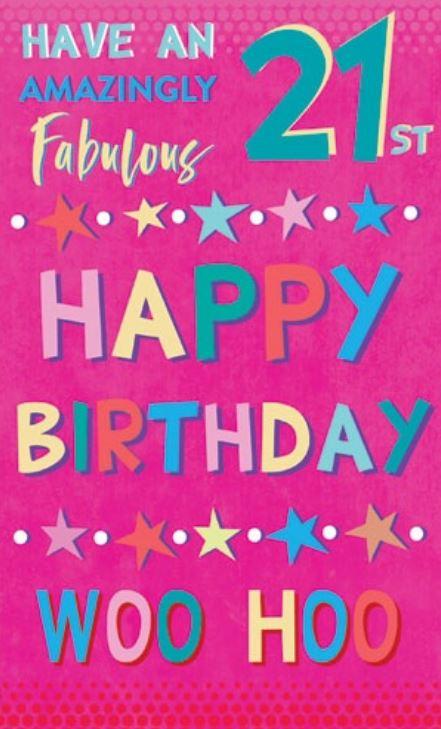 Greeting Card Happy 21st Birthday Pink
