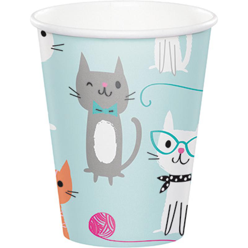 Purrfect Cat Party Paper Cups 266ml Pk/8