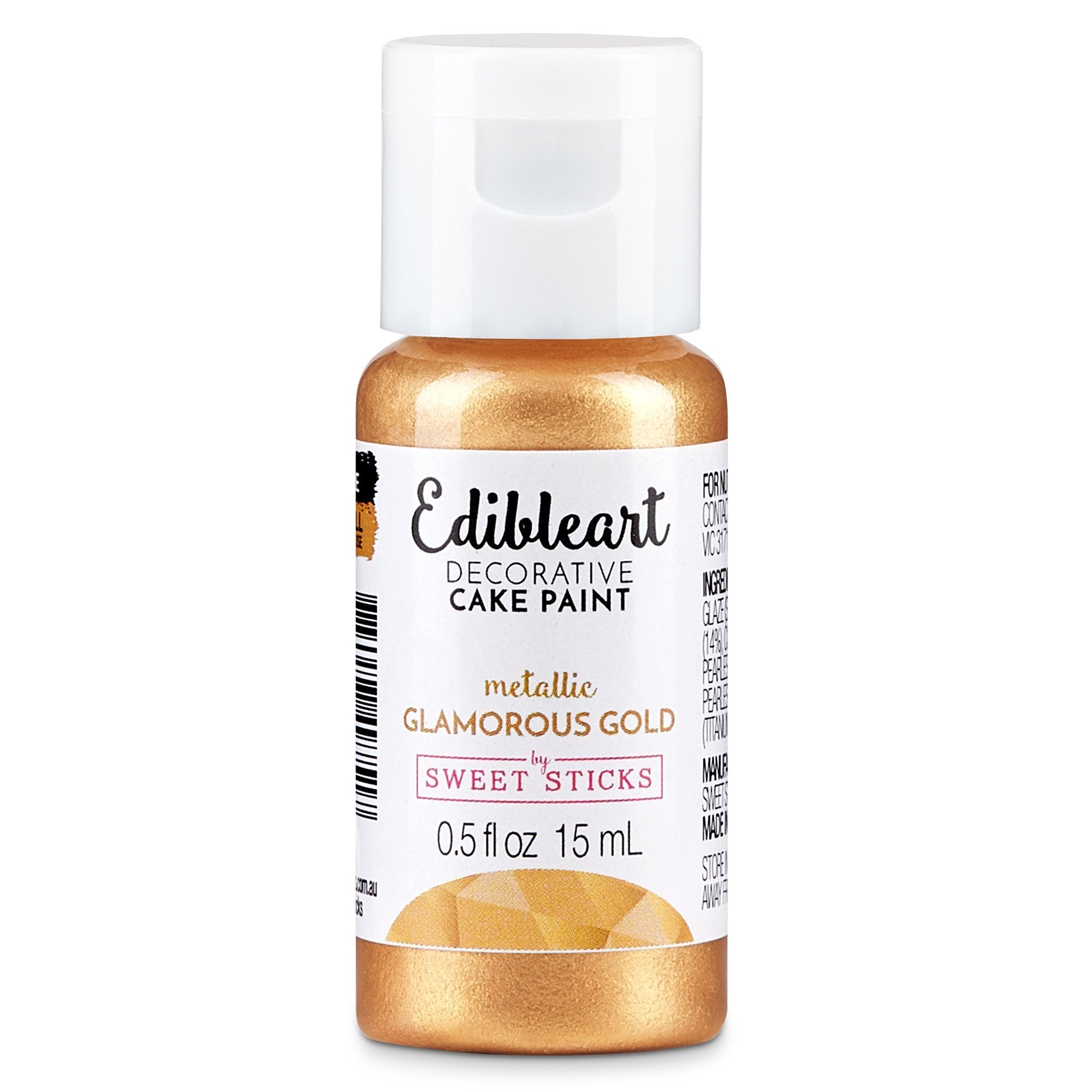 Cake Decorating Edible Art Paint Metallic Gold/Silver/Rose Gold 15ml Pk/3