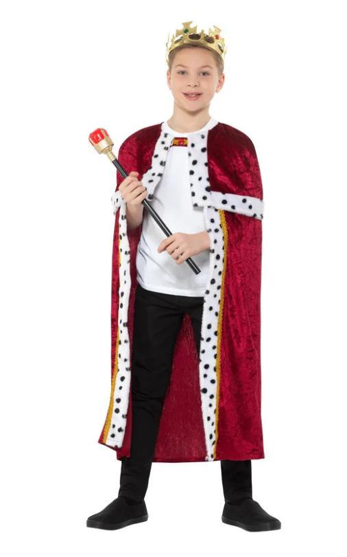 Costume Child Red Royal Kings Cloak Large  Inc. Crown And Staff
