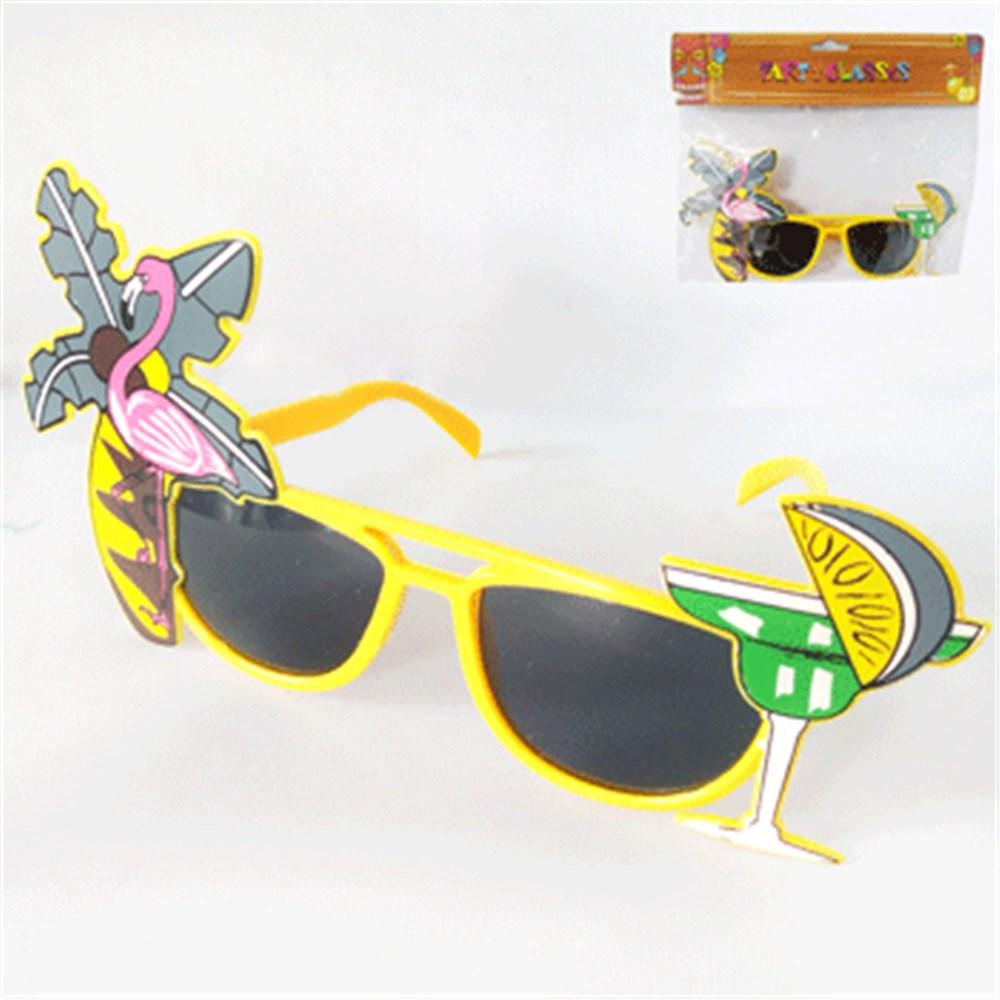 Glasses Hula Flamingo Palm Tree Drinks