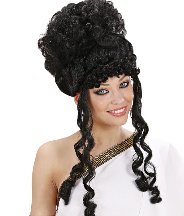 Wig Greek/Roman Olympian Black Long Curly Up Style