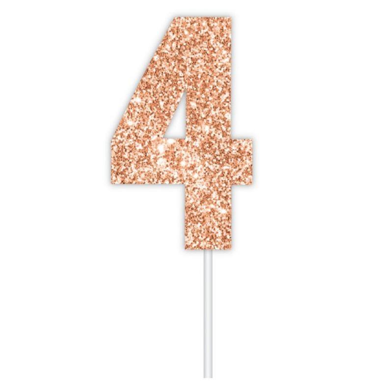 Cake Topper Budget Number 4 Rose Gold