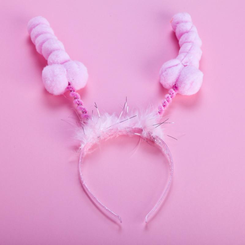Hens Party Willy/Penis Headband Bopper Pink