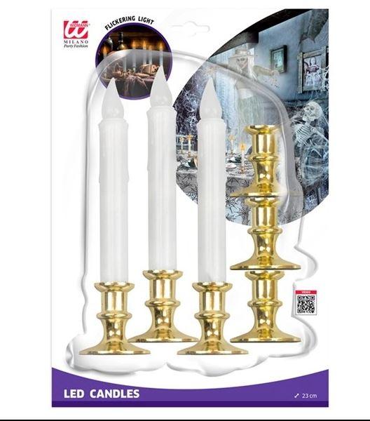 White Flickering LED Candles With Timer 23cm Pk/6 Costume Prop/Decoration