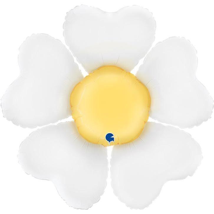 Balloon Foil 53cm White Daisy Air Fill Only