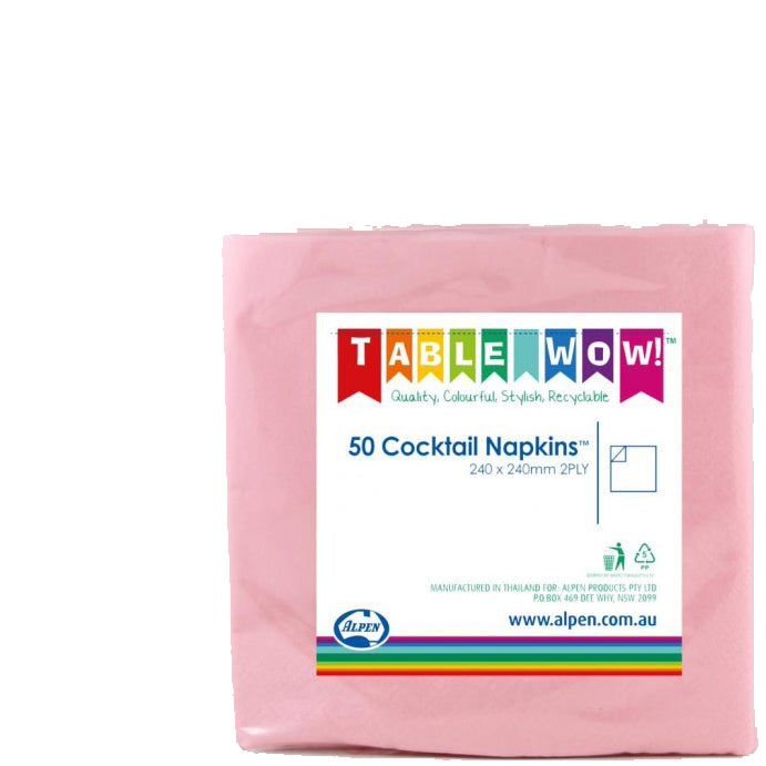 Napkins Beverage/Cocktail Light Pink 2ply Pk/50