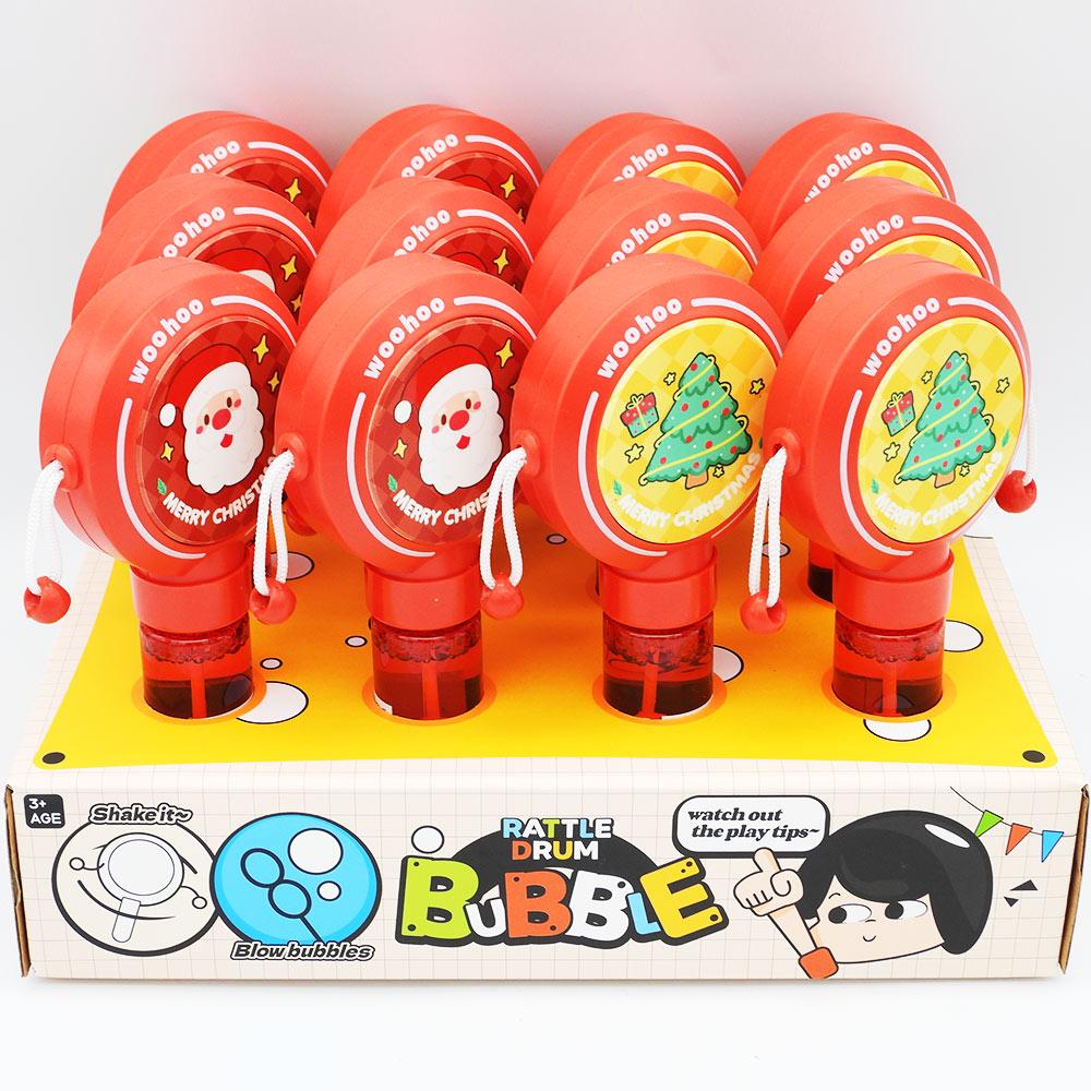 Christmas/Xmas Drum Bubbles Blower Toy 18cm Assorted Colours
