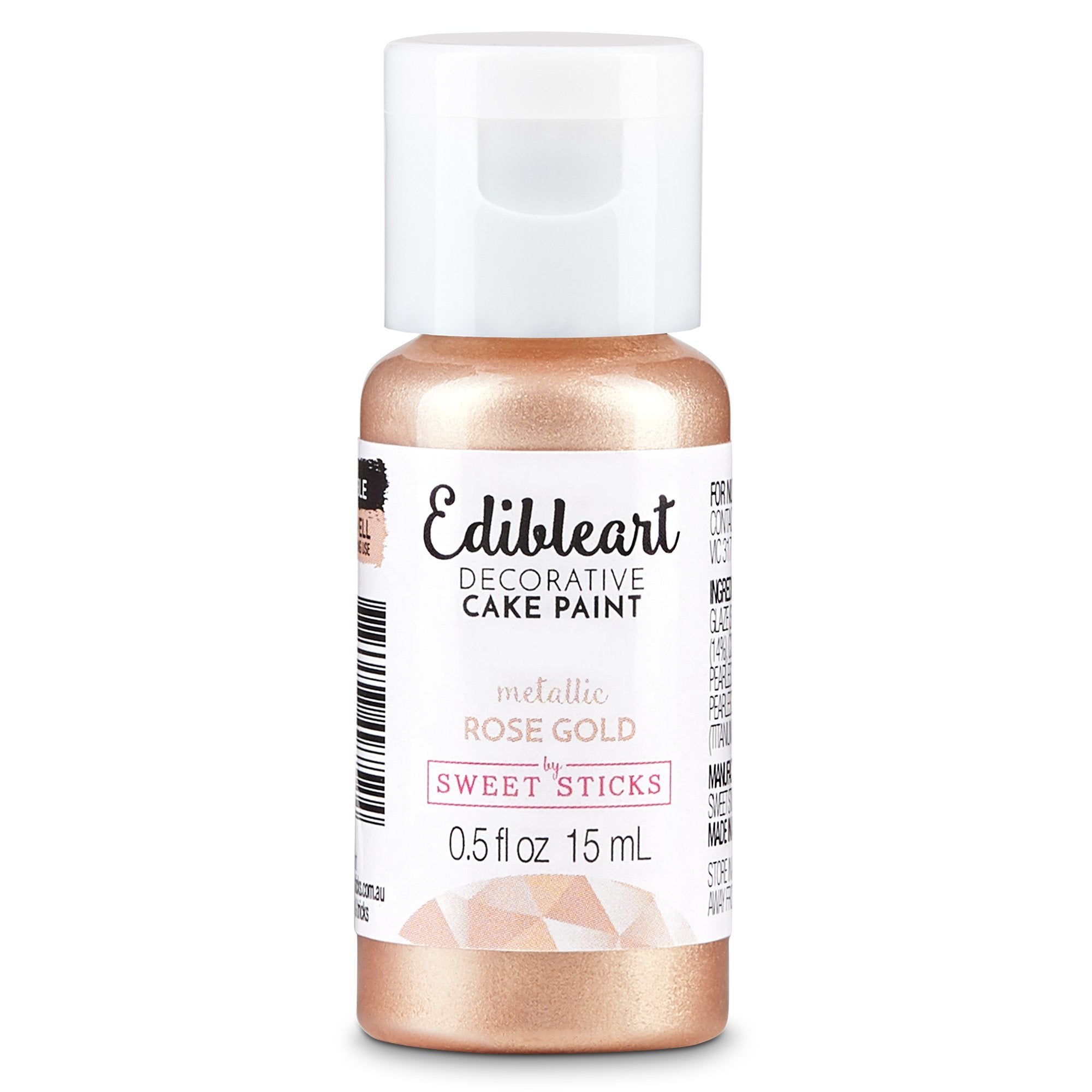 Cake Decorating Edible Art Paint Metallic Gold/Silver/Rose Gold 15ml Pk/3