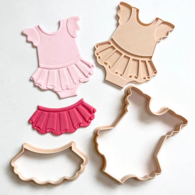Onesie with Tutu Stamp and Cookie/Biscuit Cutter Set (Little Biskut)