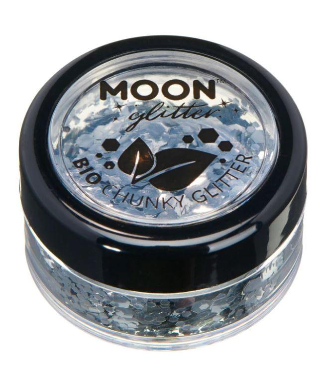 Chunky Glitter Biodegradable Silver Moon Glitter Moon Cosmetics