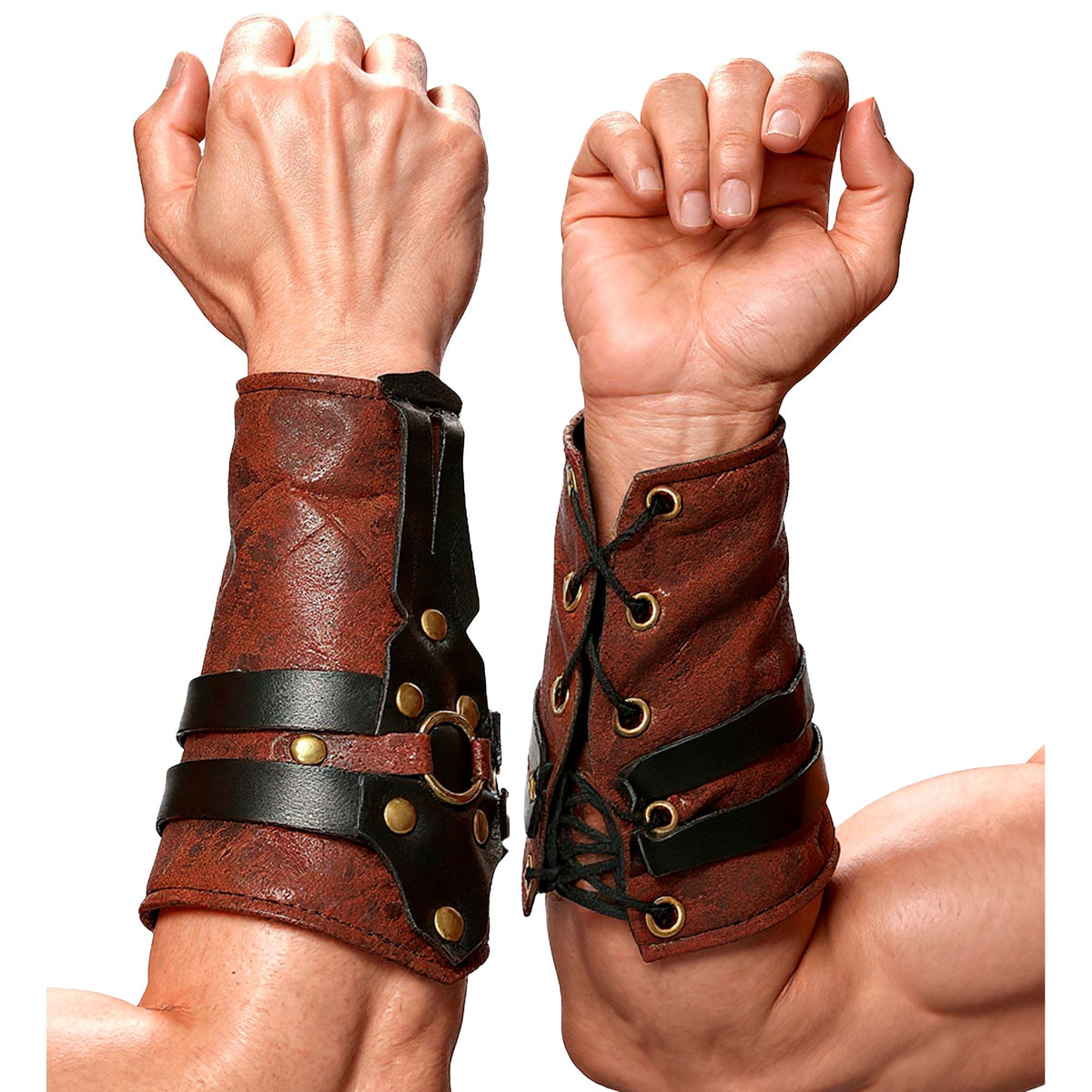 Roman Greek Arm Guards Brown Leather Look