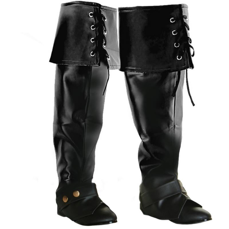 Pirate/Santa Lace Up Boot Tops Black Deluxe