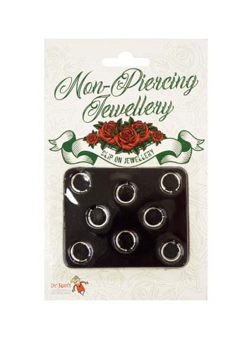 Jewellery Punk Non Piercing Clip On Pk/8 1980s Costume Accessory