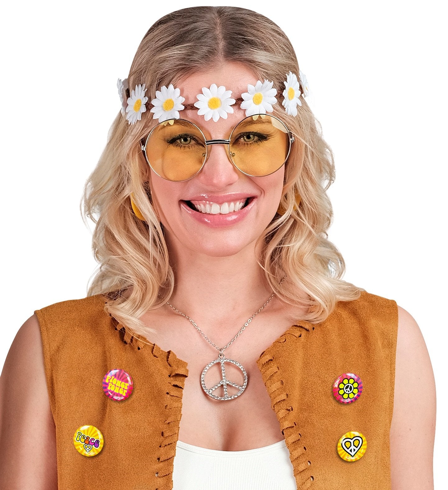 Costume Badges Hippie Peace 1960s Pk/4