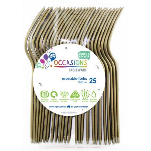 Forks Gold Plastic Pk/25