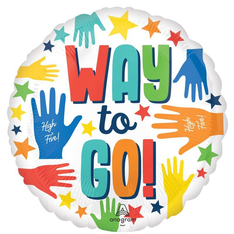 Balloon Foil 45cm Way To Go Hands and Stars