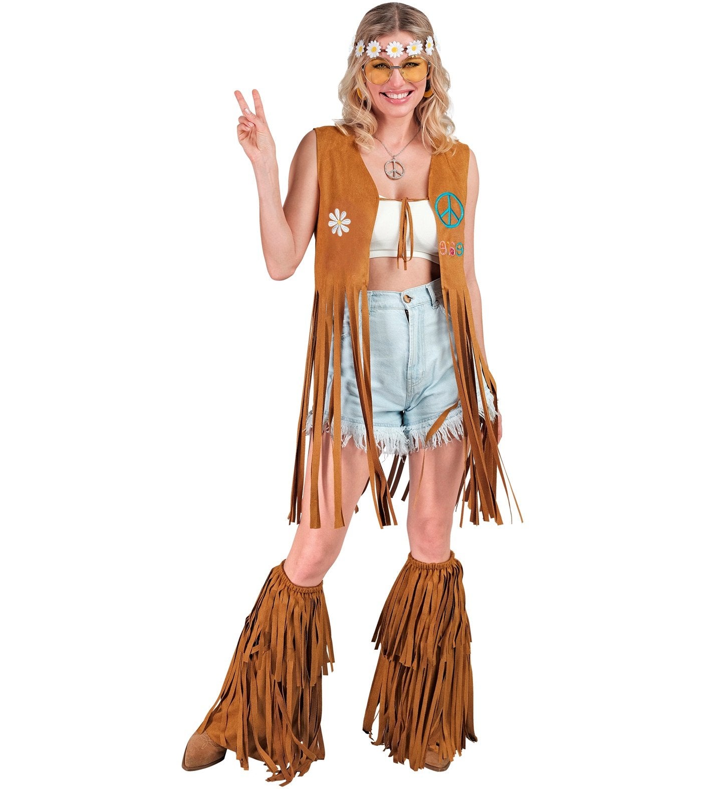 Boot/Shoecovers Hippie 1960s/Native American Indian Brown Fringed