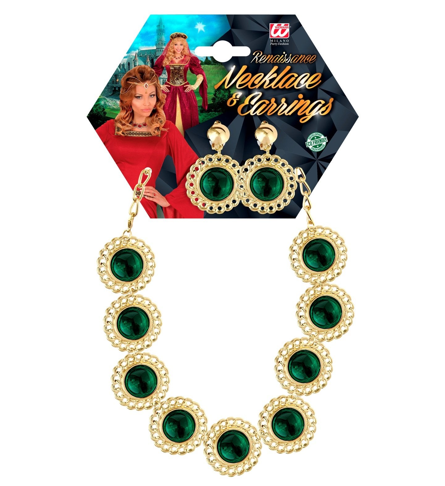 Costume Jewels Renaissance/Medieval Royalty Queen Set With Green Gems