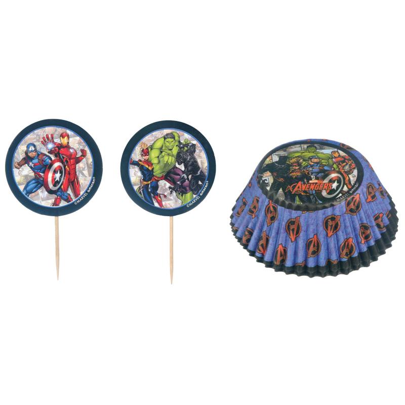 Avengers Powers Unite Cupcake Cases & Pick Set 48 Pieces