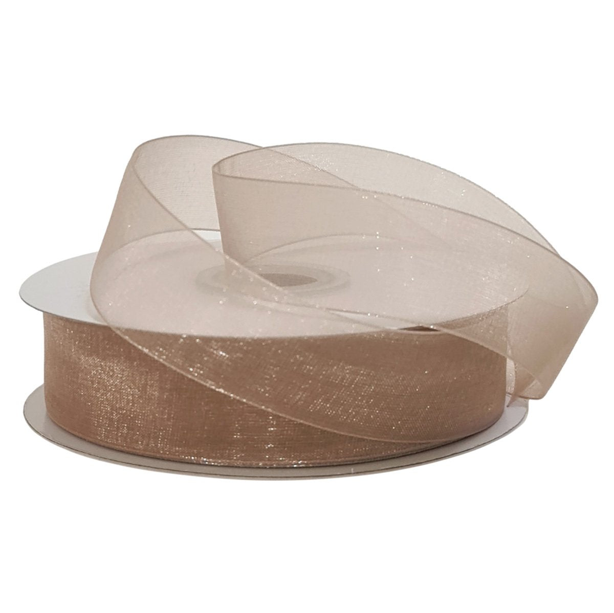 Organza Ribbon Toffee Rose Gold Woven Edge 25mm x 50m