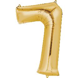 Balloon Foil Megaloon Num 7 Gold 86cm-Discontinued Line: Last Chance Buy