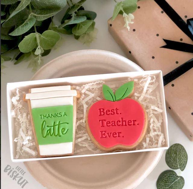 Best Teacher Ever Cookie//Biscuit Cutter Embosser (Little Biskut) 60mm