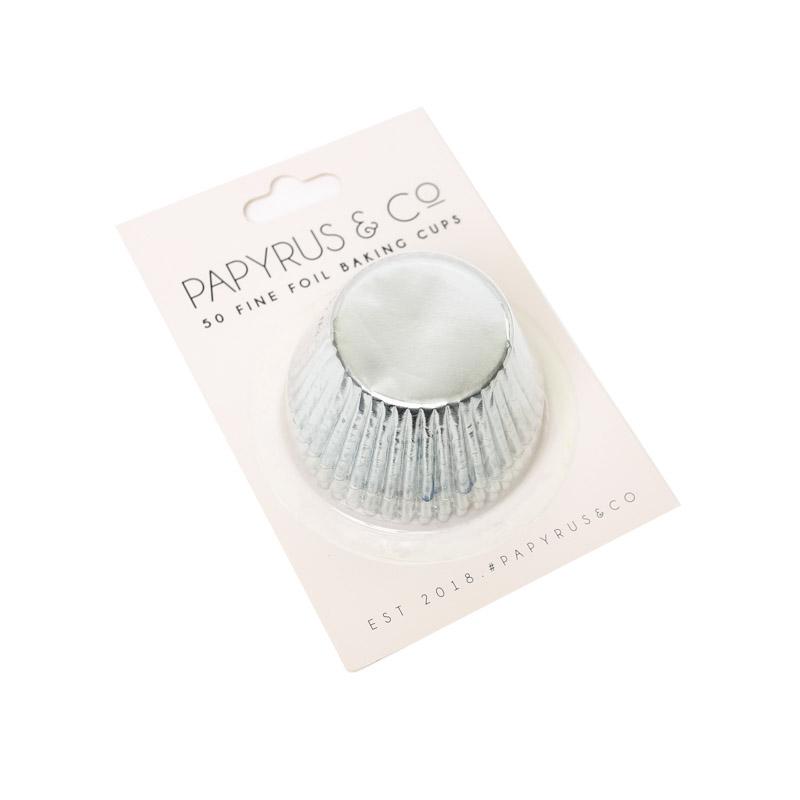 Cupcake Baking Cups Silver Foil Pk 50- 3 Sizes