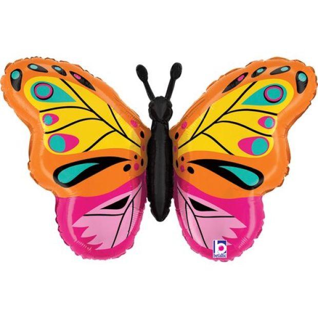 Balloon Foil Supershape Butterfly Bright 76cm Balloon Only/Helium Extra