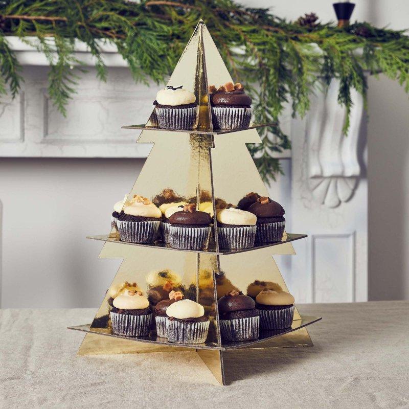 Treat Cake/Cupcake Stand Christmas Tree Festive Folklore
