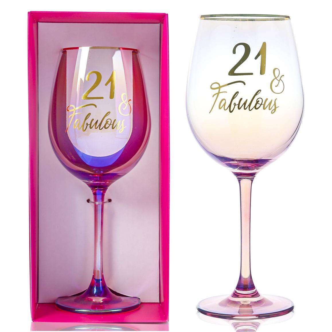 Gift Stemmed Wine Glass 21st & Fabulous Birthday Shimmy