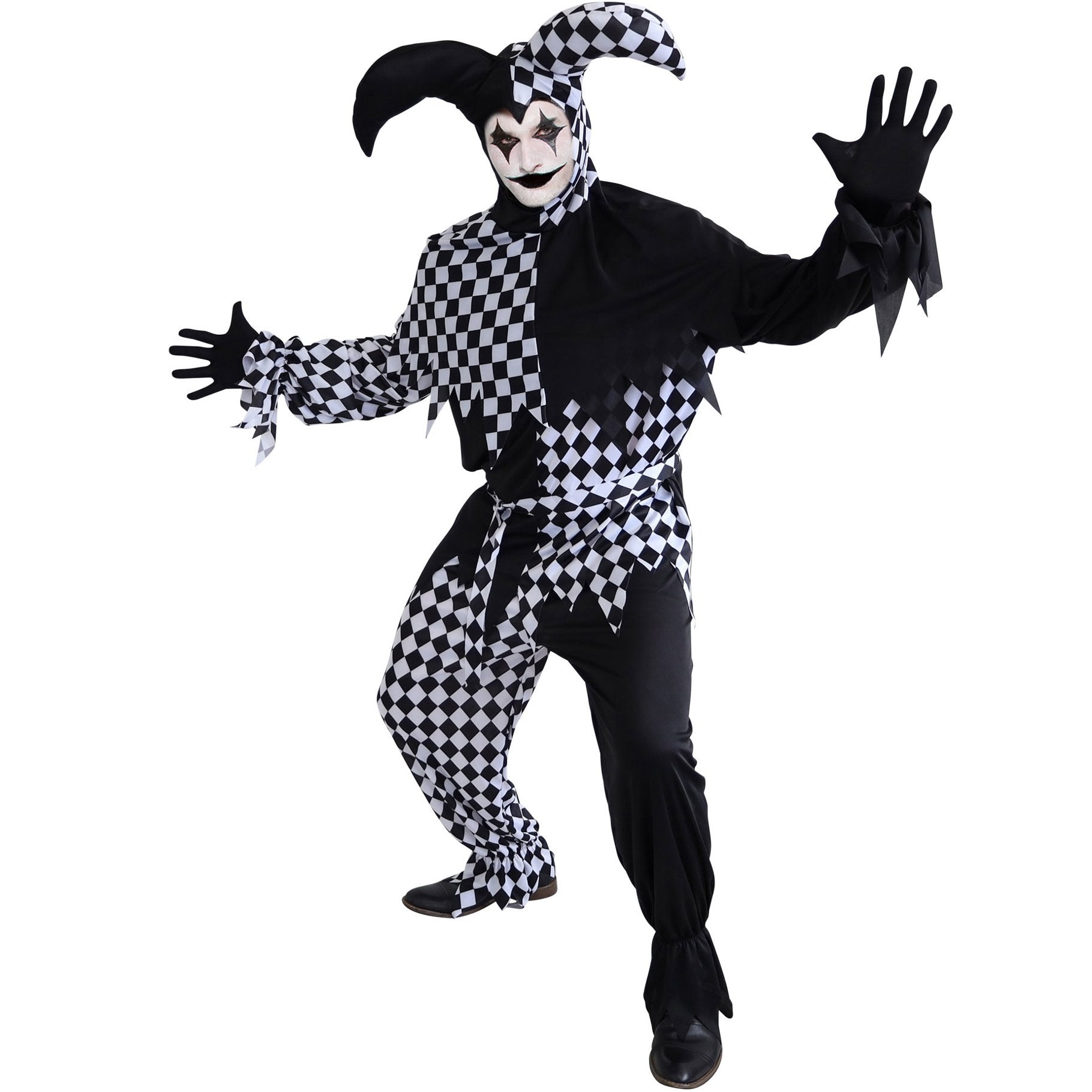 Costume Adult Jester Black & White Harlequin Large