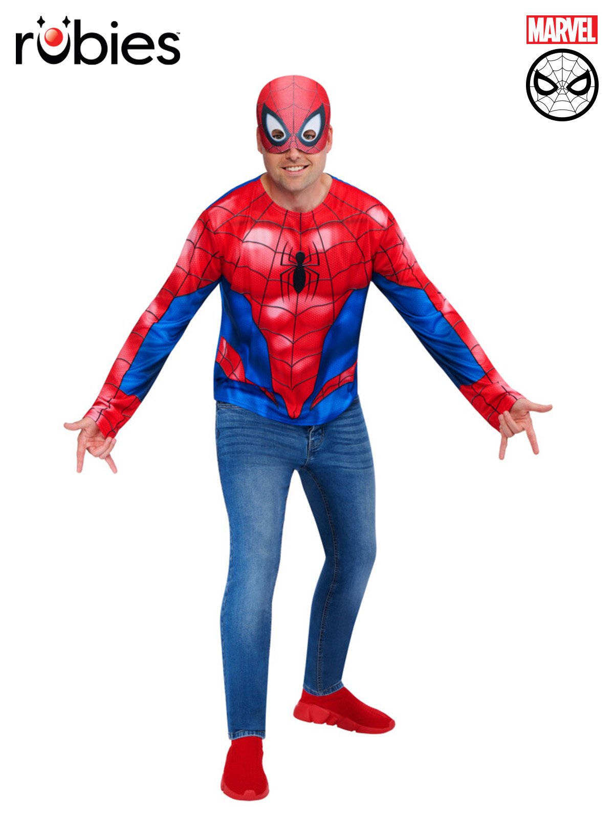 Costume Adult Spider Man Shirt Top & Mask Medium / Large