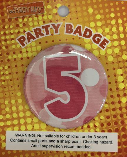 Badge Fifth Birthday Pink 6cm