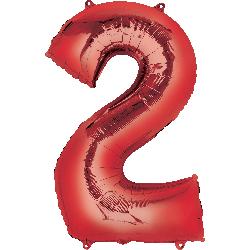 Balloon Foil Megaloon Num 2 Red 86cm - Discontinued