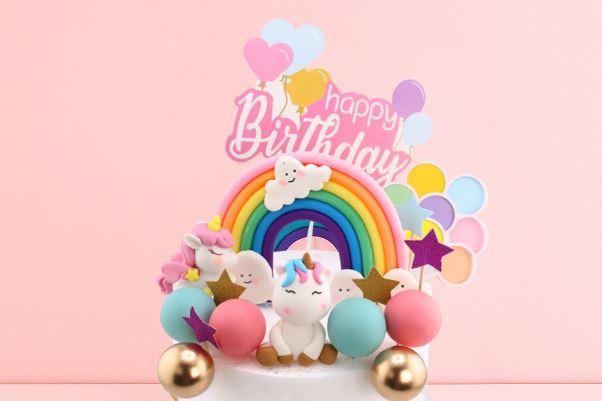 Cake Topper/Decorating Unicorn/Rainbow Happy Birthday Set