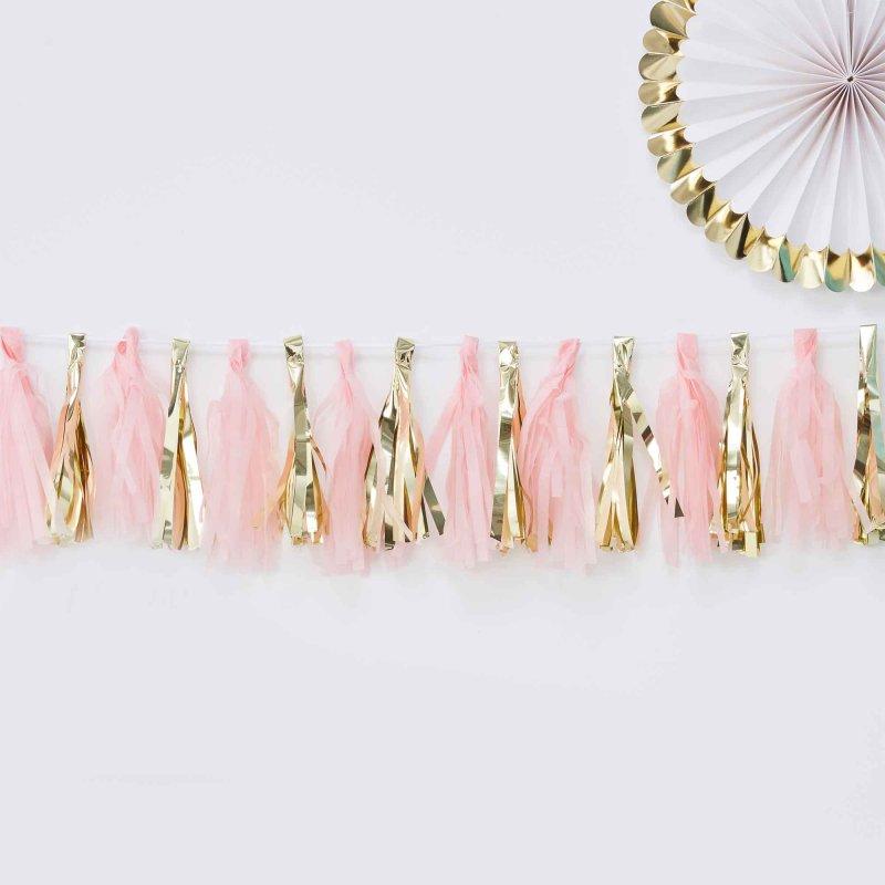 Oh Baby! Tassel Garland Pink & Gold Its a Girl 2m Long 16 Tassels