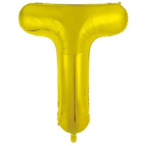 Balloon Foil Letter/Alphabet T Gold 86cm