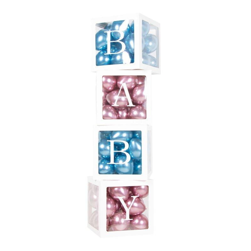 Baby Shower Pop Up Baby Balloon Boxes Ready To Pop Pk/4