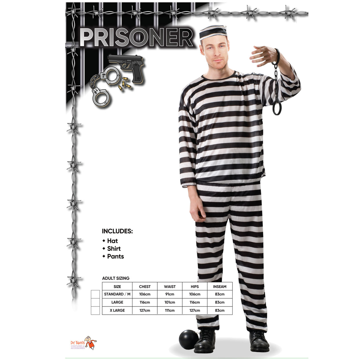 Costume Adult Male Convict Prisoner