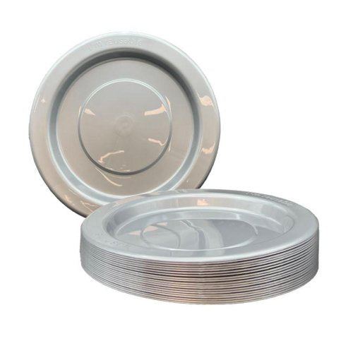 Plates 180mm Silver Plastic Lunch Size Reusalbe Pk/20